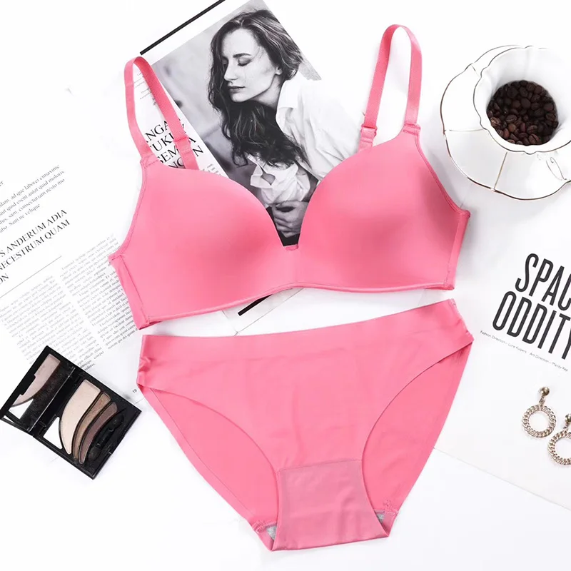 Pink1 Сексуальные бюстгальтеры с глубоким v-образным вырезом для женщин, пуш-ап, нижнее белье, бесшовный комплект с бюстгальтером, без косточек, без косточек, без спинки, нижнее белье для женщин, наборы нижнего белья - Цвет: Pink1