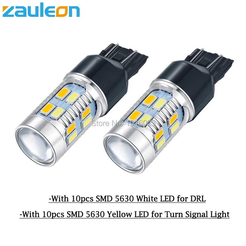 Zauleon 2 шт. T20 W21/5 Вт 7443 20 светодиодный 5630 SMD автомобильный Янтарный/желтый белый