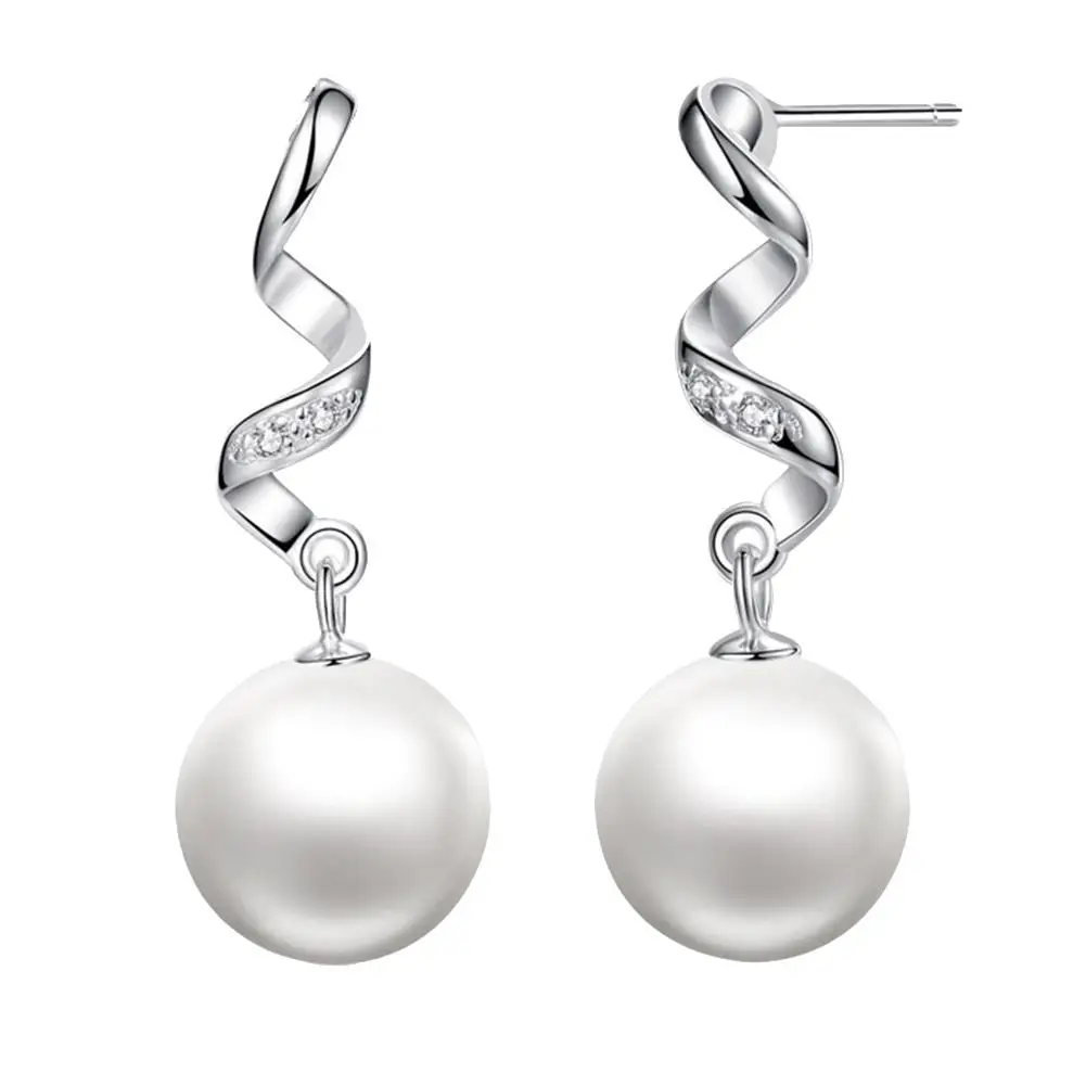 Модные волнистые стразы из искусственного жемчуга длинные висячие серьги