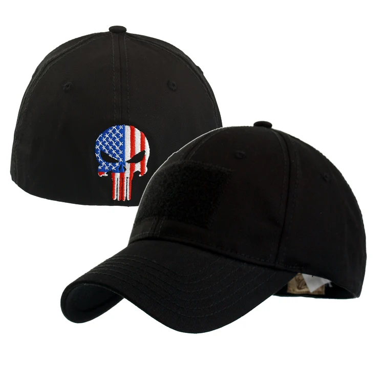 TSNK мужские и женские военные энтузиасты "США Каратель" тактическая Кепка Snapback растягивающаяся шапка для бега/рыбалки - Цвет: Черный