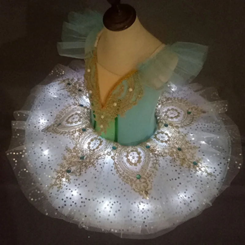 blue tutu led Светодиодный балетная пачка; балерина; детское балетное платье «Лебединое озеро»; детский танцевальный светильник для девочек; трико; балетное платье-пачка для девочек; цвет розовый, синий - Цвет: blue tutu led