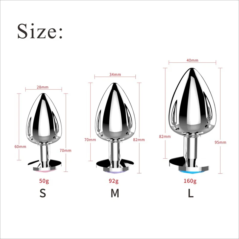 Анальная пробка 3 размера Металлические анальные секс-игрушки для мужчин и
