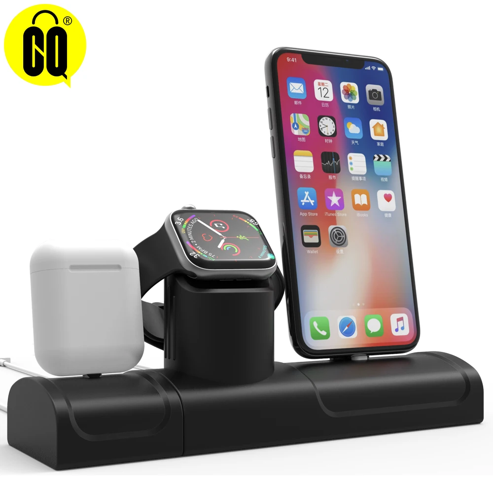 Зарядная подставка 3 в 1 для iPhone X/XS силиконовая зарядная док станция Apple Watch 1/2/3/4
