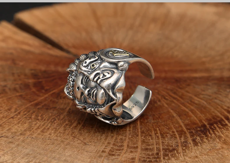 Мужское кольцо из тайского серебра 925 пробы Будды стерлингового 100% в стиле панк с