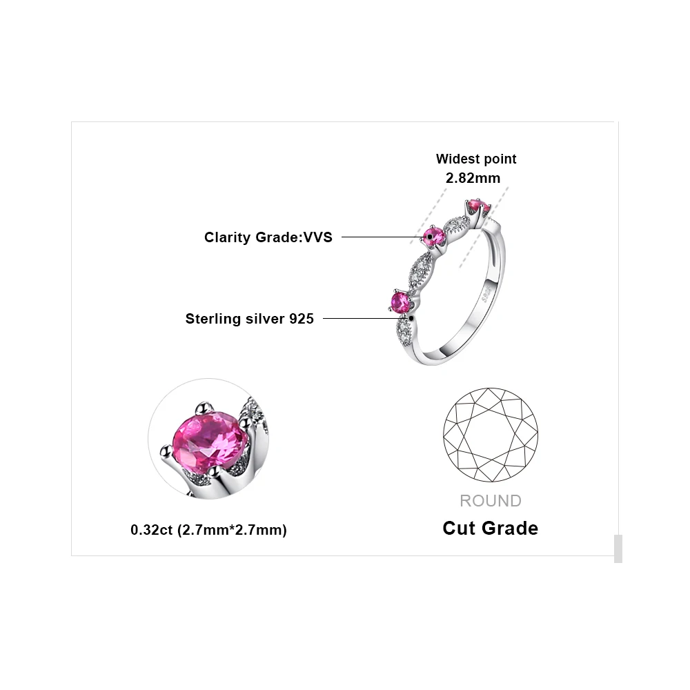 Jewelrypalace 3 Камень Круглый 0.45ct СОЗДАН RUBY Обручение Свадебные Кольца для Для женщин