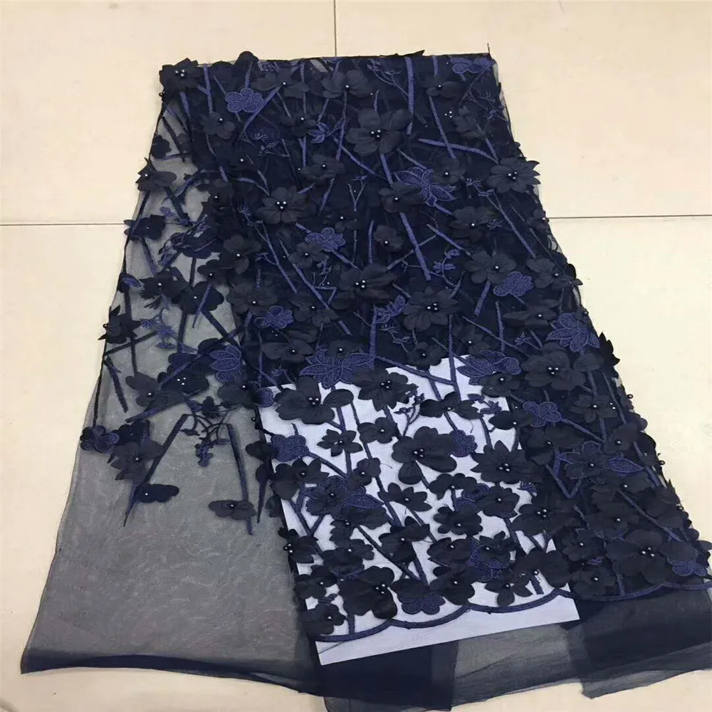 VILLIEA африканская швейцарская вуаль кружева с бисером швейный материал 3d Серый