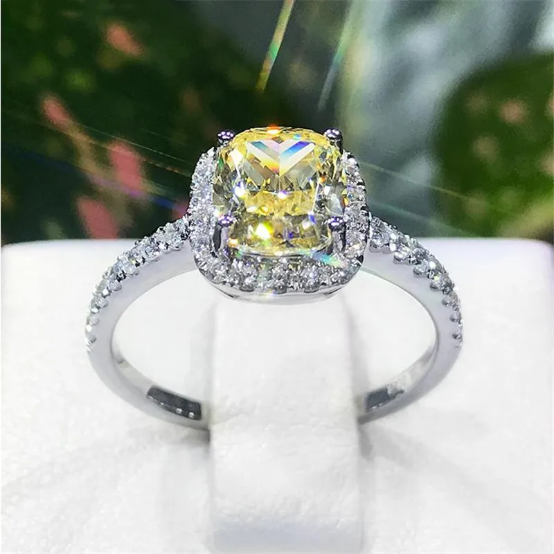 CC 925 серебряных колец для женщин кубический цирконий Красочные прямоугольник камень Обручальное кольцо модные свадебные украшения Прямая CC595