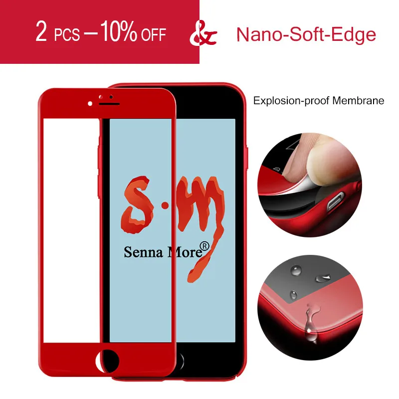SM China Red Tempered Glass for iphone 7 Plus Screen Protector iphone7 7Plus 3D 0.26MM Full Cover Film | Мобильные телефоны и