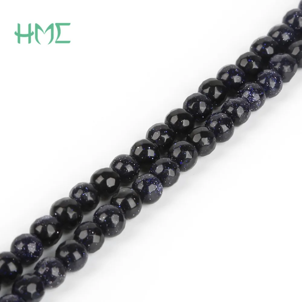 

Hot Selling 4/6/8/10mm Faceted Synthetic Dyed Blue Sand Stone Round Ball Beads for DIY Necklace Bracelet Jewelry Making Findings