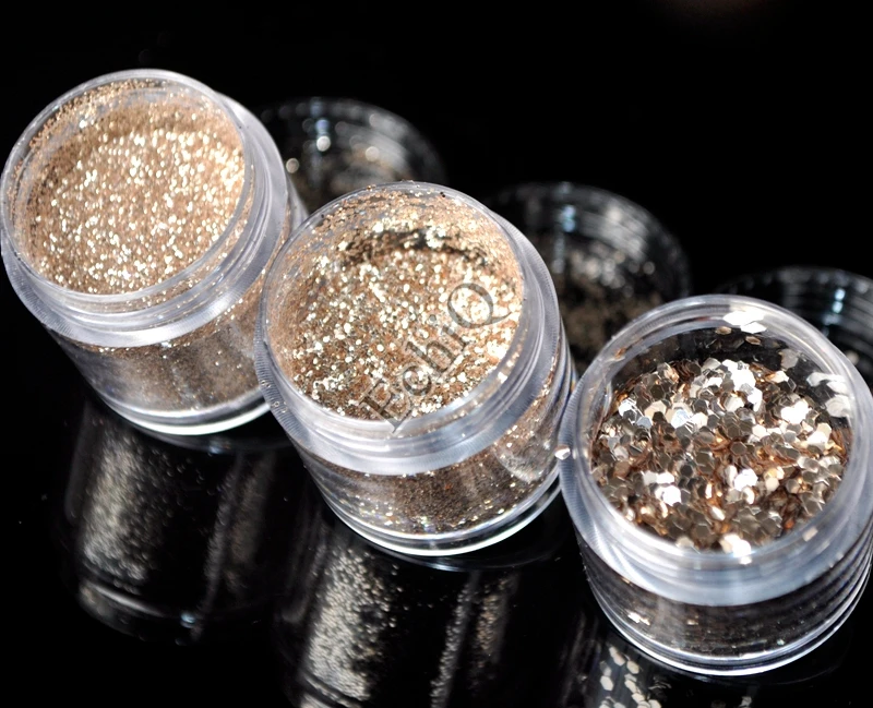 1 коробка платина блестящий порошок для ногтей Шестигранная форма пылезащитный