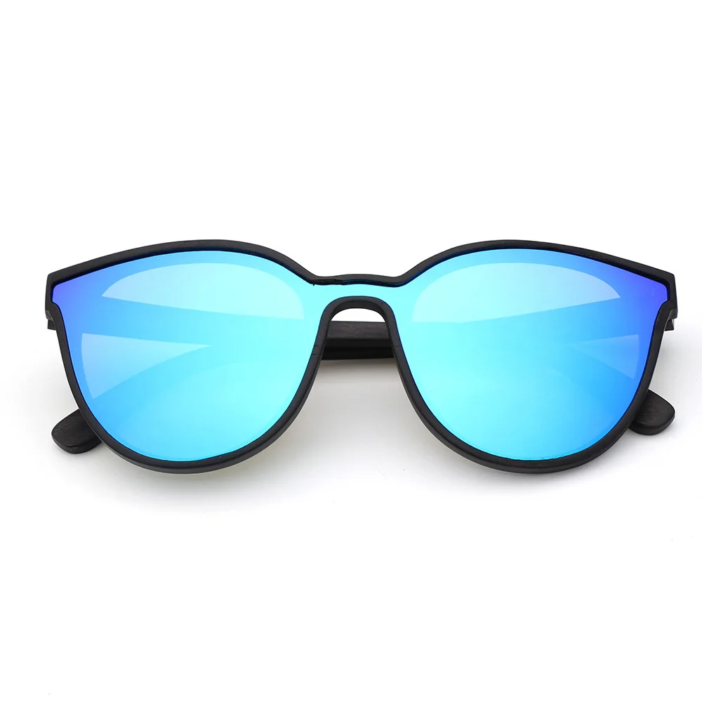 blue lens 2 BerWer новые деревянные очки Для женщин Для мужчин круглый бамбуковые солнцезащитные очки Зебра очки с деревянной оправой поляризованные линзы Винтажные Солнцезащитные Очки - Цвет линз: blue lens 2
