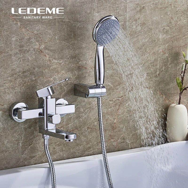 LEDEME квадратный смеситель для ванной комнаты набор душа латунь двойная ручка душ
