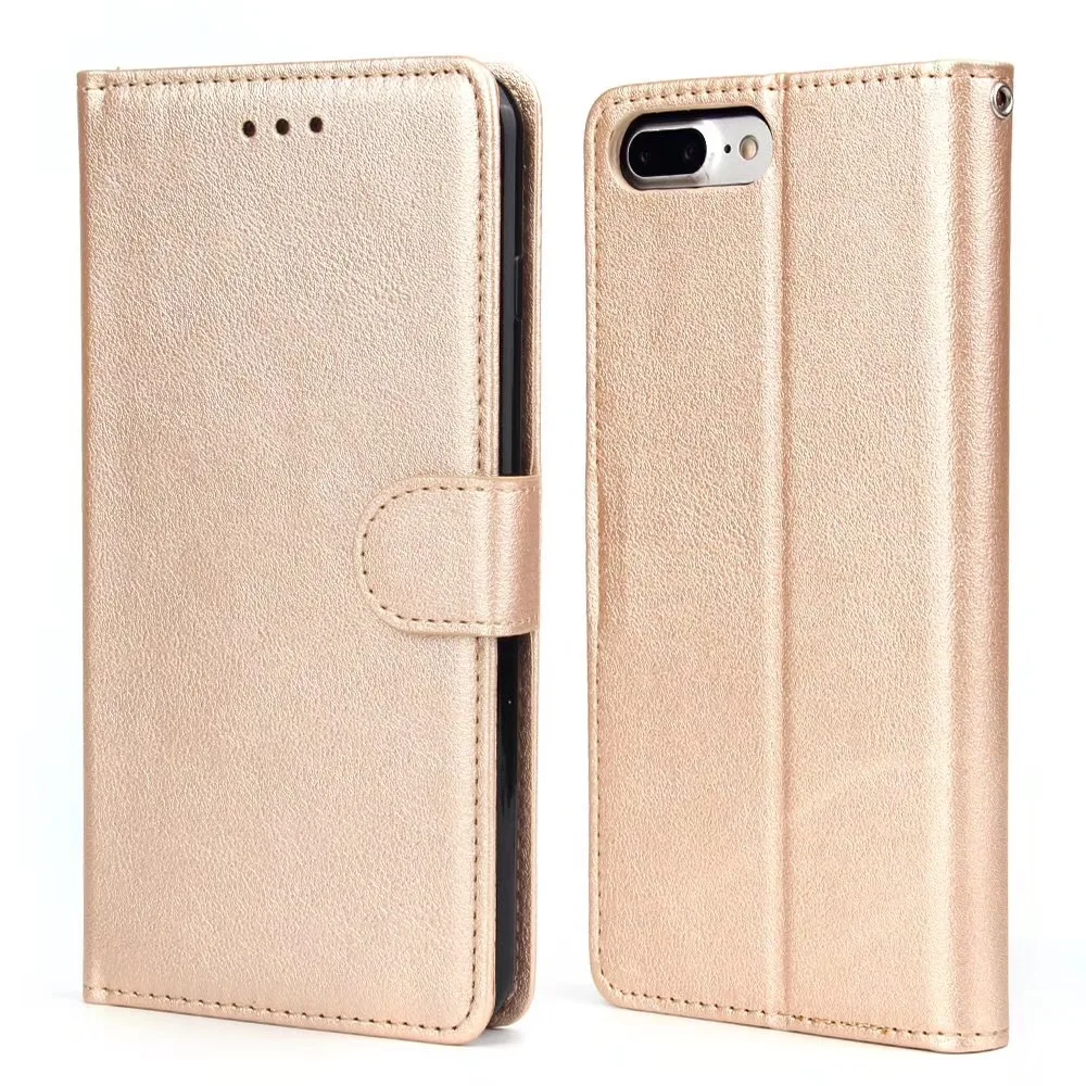 Hxairt роскошный флип-чехол из искусственной кожи для iPhone X, 8, 7 Plus, 6, 6s Plus, чехол-книжка, чехлы для телефонов с карманом для карт и подставкой - Цвет: Золотой