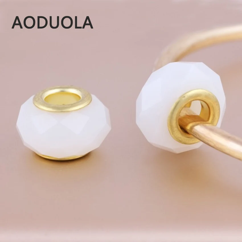 10 шт. в партии золотые белые бусины круглые с лицом искусственные распорка