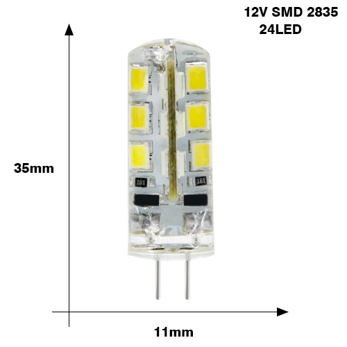 YNL 10 шт. G4 Светодиодный светильник высокой мощности 3 Вт SMD2835 3014 AC DC 12 В AC 220 В белый/теплый белый светильник, заменить галогенный точечный светильник - Испускаемый цвет: DC 12V 24Leds