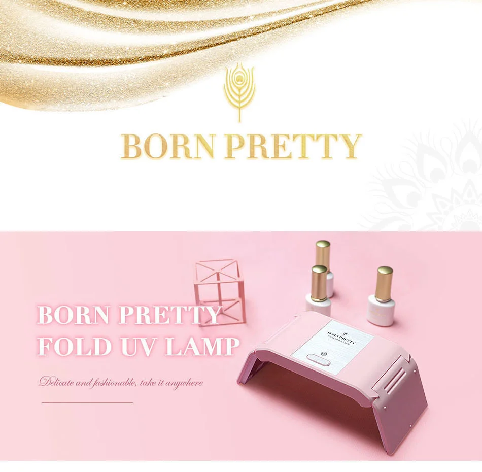 Сушилка для ногтей BORN PRETTY 24 Вт, УФ-лампа, 12 светодиодов, USB, для отверждения всех гелей, розовый, черный, эргономичный дизайн, инструменты для лечения Ногтей