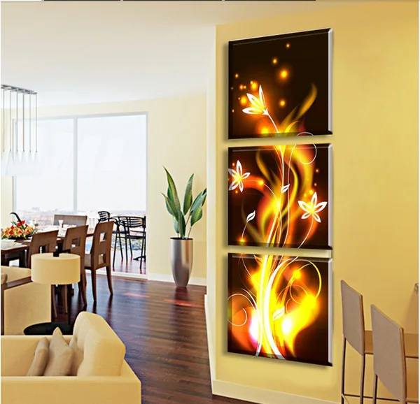 

HOME DECOR Modern Canvas Painting 3 Pieces Wall Art Beautiful Abstract Flower Wall Decoration Living Room and Bedroom Decor
