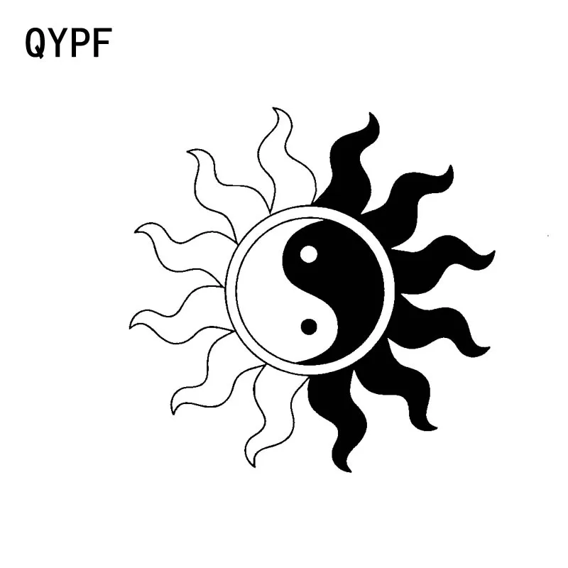 QYPF 17 8 см * Sun Yin и Yang виниловая Автомобильная Наклейка черный серебристый C17
