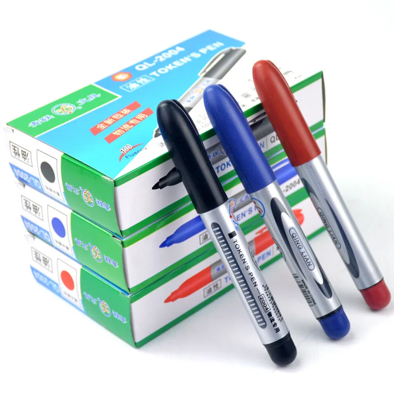 

10PCS QINGLIAN QL-2004 Marker Pen Thick Oily Logistics Marker Pen Wholesale