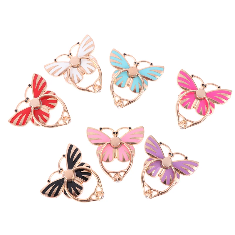 Милый Универсальный 360 мультфильм бабочка горный хрусталь палец кольцо стент