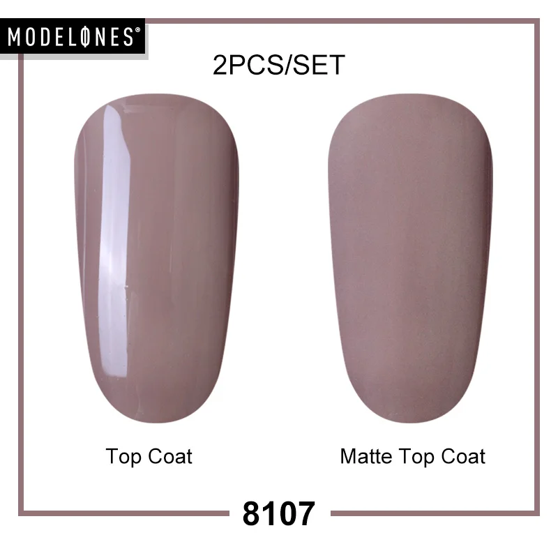8107 MATTE TOP COAT Modelones, 2 шт./лот, Матовый верхний слой, набор гель-лаков для ногтей, сделай сам, матовый эффект, светодиодный Гель-лак для ногтей, наборы, Полупостоянный УФ-Гибридный гель - Цвет: 8107 MATTE TOP COAT