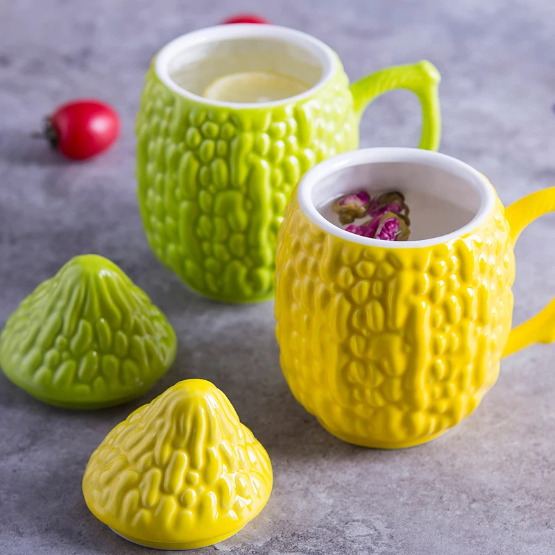 

Creative ceramic Bitter melon-shape Mug Coffee Tea Milk cups Irregular Porcelain Cups birthday party gift cups Coffee Milk Mugs