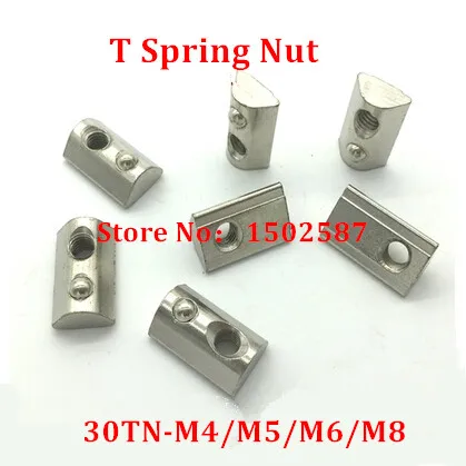 

50pcs Thread M4 M5 M6 M8 T Spring Nuts Half Round Elasticity Square Nut block for 3030 Aluminum Profile Accessories Slot 8
