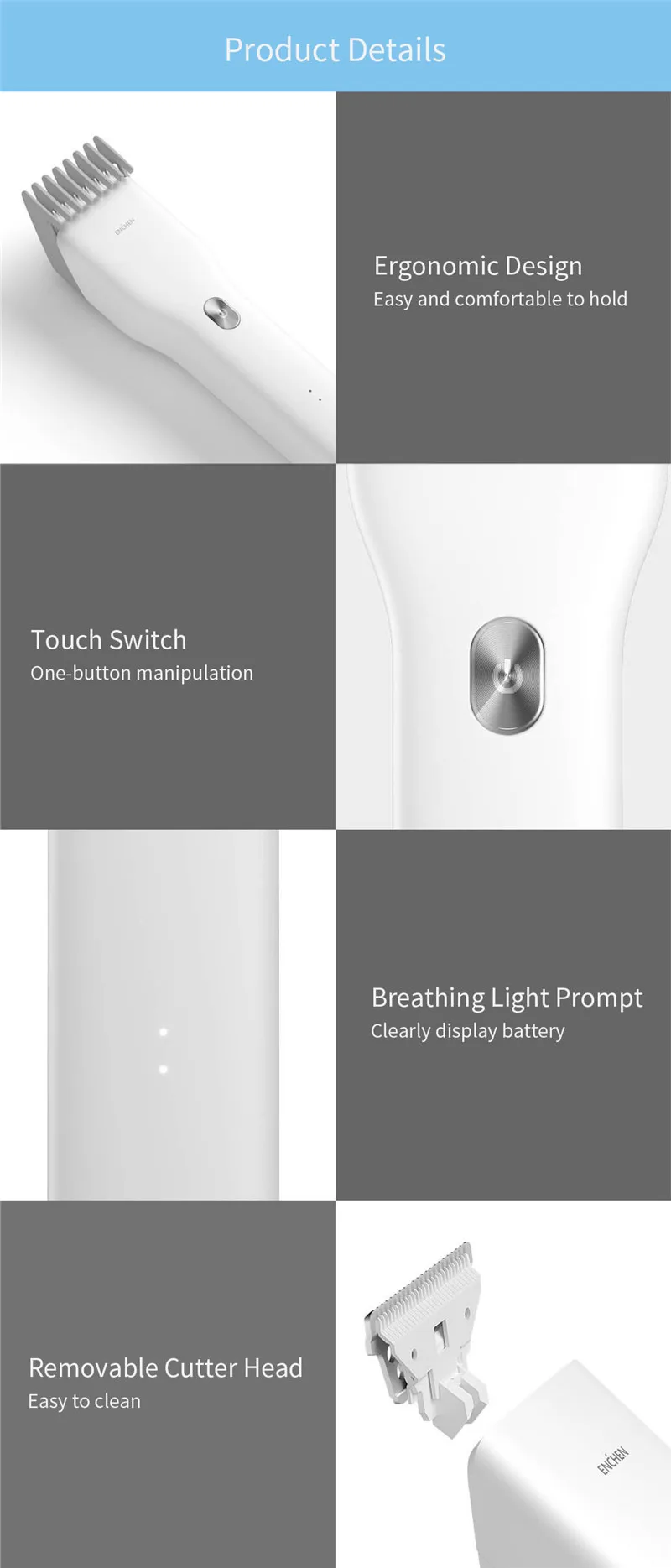 ENCHEN Boost USB электрическая машинка для стрижки волос, две скорости, Керамический Резак для волос, быстрая зарядка, триммер для волос, детская машинка для стрижки волос, новинка