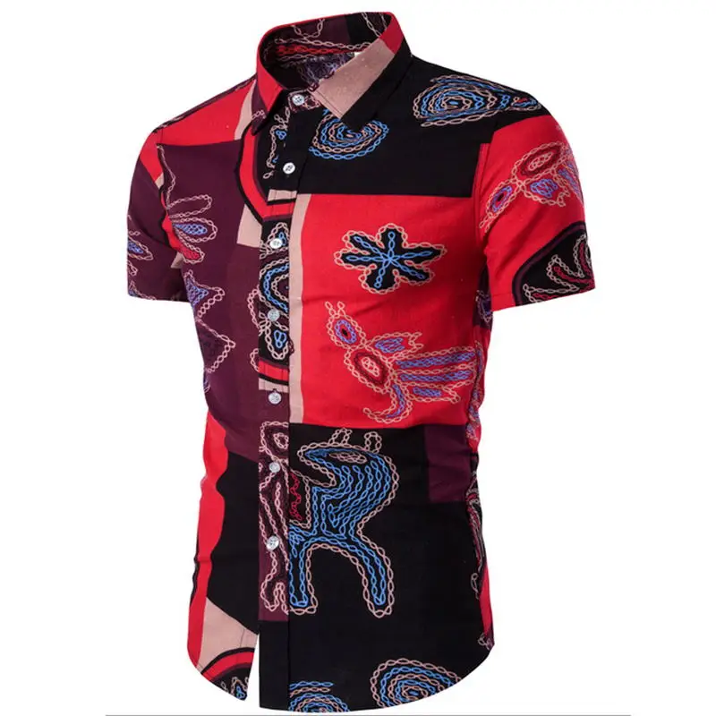 2019 Spring Men's shirt Floral printing long sleeve shirts men clothes flowers printed vintage Linen Casual Male Shirt | Мужская