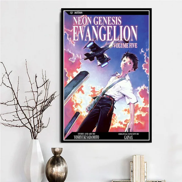 BO xianru550-10 Настенный художественный холст HD принты картины неоновый Genesis Evangelion скандинавский стиль Япония картина в стиле аниме домашний декор модульный Плакат Детская комната - Цвет: BO xianru550-10