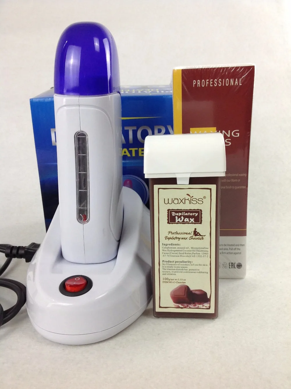 Комплект для нагрева воска "Wax Heater Sets One Seat Safe Epilator" с европейской вилкой 220-240V, включающий в себя: эпилятор для безопасного удаления волос + 100 листов бумаги для удаления волос.