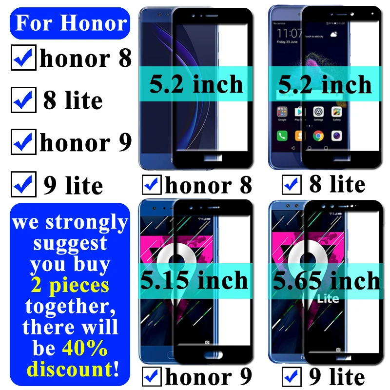 Защитное стекло Honor 9 Lite закаленное для Huawei 8|Защитные стёкла и плёнки телефонов| |