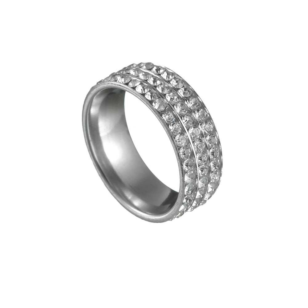 Женские свадебные кольца Стразы с 3 рядами прозрачных кристаллов модные женские