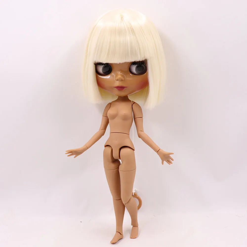 Кукла Blyth ICY DBS с темным тоном кожи светильник золотистые прямые мягкие волосы