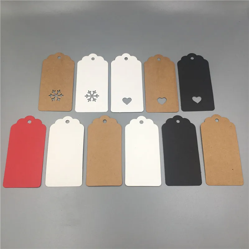 

300pcs/lot 9.5x4.5cm Scallop Shaped Flower Head Kraft Tags For Party Gift Garment Price Packaging Label Card Hang Tag Wholesale