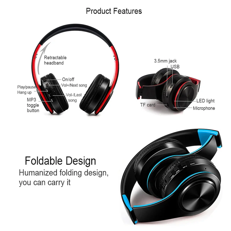 Беспроводные наушники B7 Bluetooth гарнитура складные регулируемые с микрофоном для
