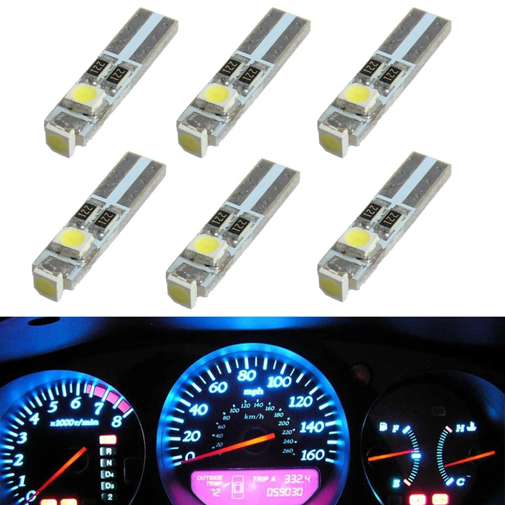 6x Canbus T5 светодиодный светильник 73 74 танкетка 2835 SMD 12 В автомобильная лампа