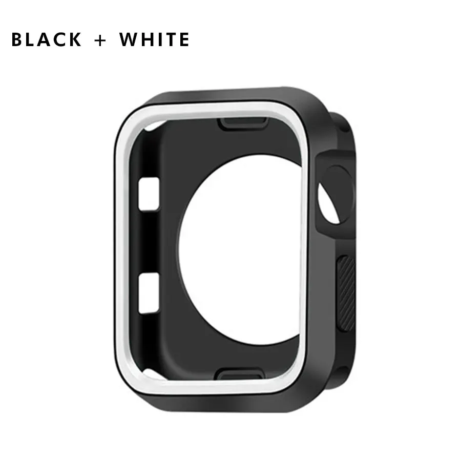 Black White Силиконовый чехол для часов Apple Watch Series 4/3/2/1 полный протектор Водонепроницаемый анти-детонационный бампер для наручных часов iWatch, 40 мм 44 мм, 38 мм, 42 мм - Цвет: Black White
