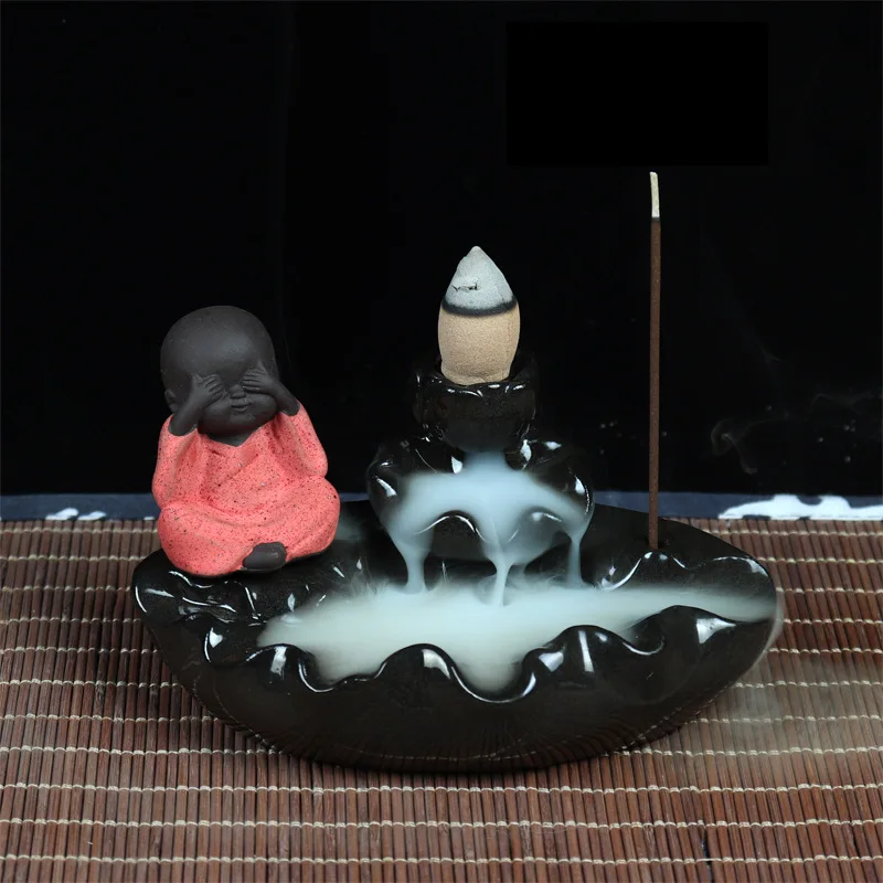 1Pcs Incense Stick Burner Creative Home Decor The Little Monk Cute Censer Backflow Cones Use In Teahouse | Дом и сад