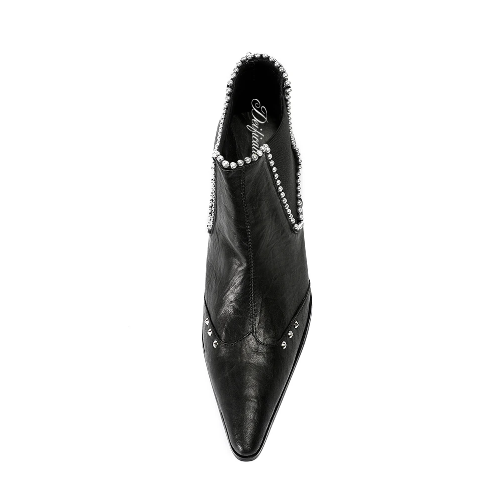 

Deification Luxury Black Men Chelsea Boots 2018 Genuine Leather Med Heel Ankle Boots For Men Militares Footwear Zobairou Botas