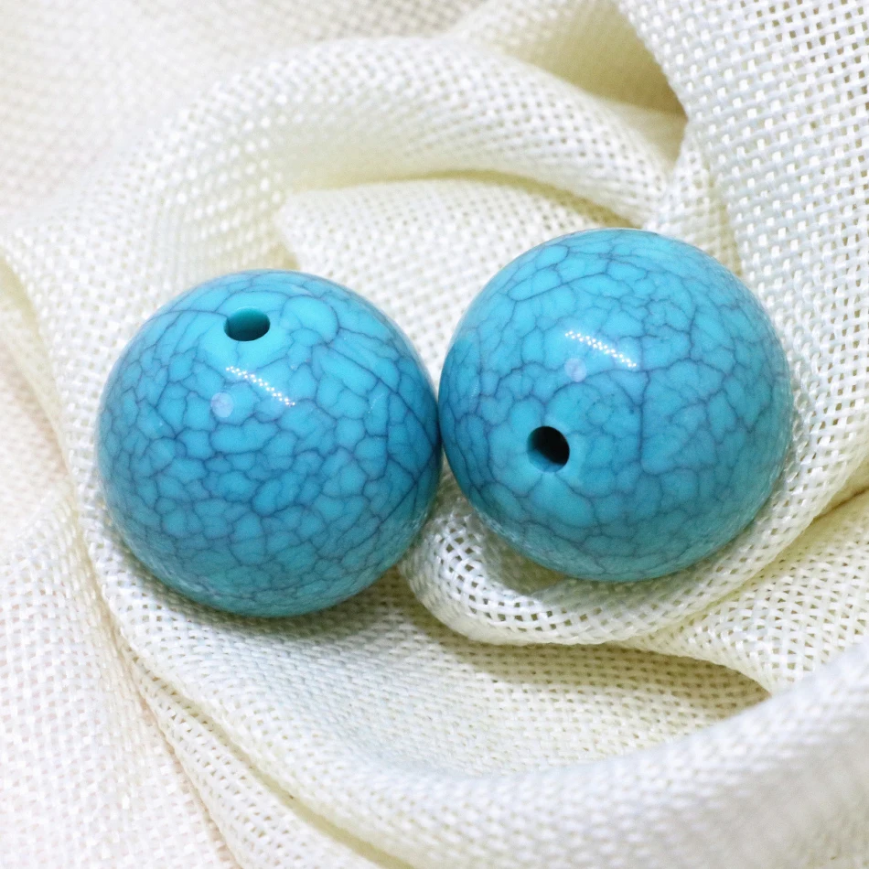 

High quality 3pcs blue veins round ball pendant imitation beeswax beeswax fit diy sweater long chain necklace jewelry 30mm B1880