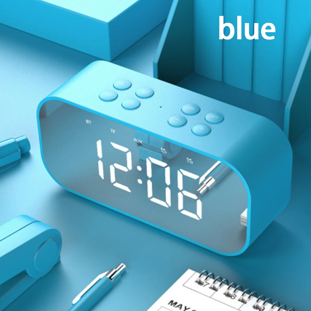 Синий Lewinner Многофункциональные Беспроводные Bluetooth колонки с часами Домашний Мини светодиодный дисплей цифровой Настольный будильник для офиса спальни - Цвет: Синий