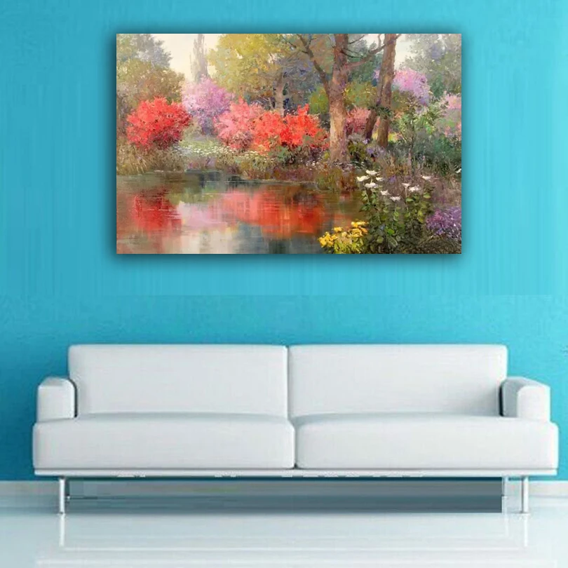 

100% hand painted oil painting Home decoration high quality landscape knife painting pictures DM16072128