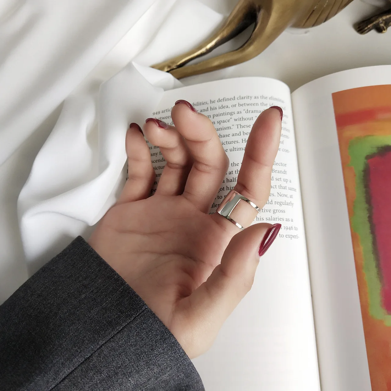 925 Sterling Silver Irregular Glossy Wide Rings Elegant Personality Open for Women Wedding Anniversary Fine Jewelry | Украшения и