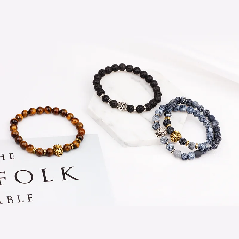 2016 New Handmade Pulseras Beaded Brown Color Male Lion Bracelets Bangles for Men Friendship Jewelry TJ-33 | Украшения и