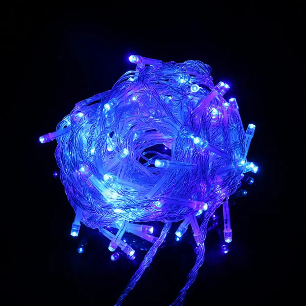 Blue AsyPets 10 м 100 светодиодов 220 В водонепроницаемый звездный свет шнура гибкий ночник для наружного внутреннего декора Европейский штекер - Испускаемый цвет: Blue