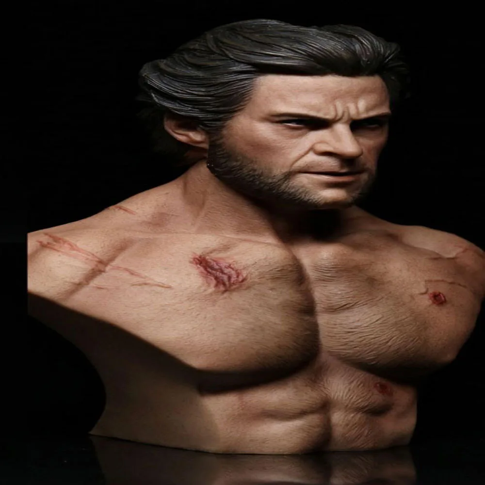 Мужская скульптура Логан для мышц полуобхват груди битва с поврежденным телом |