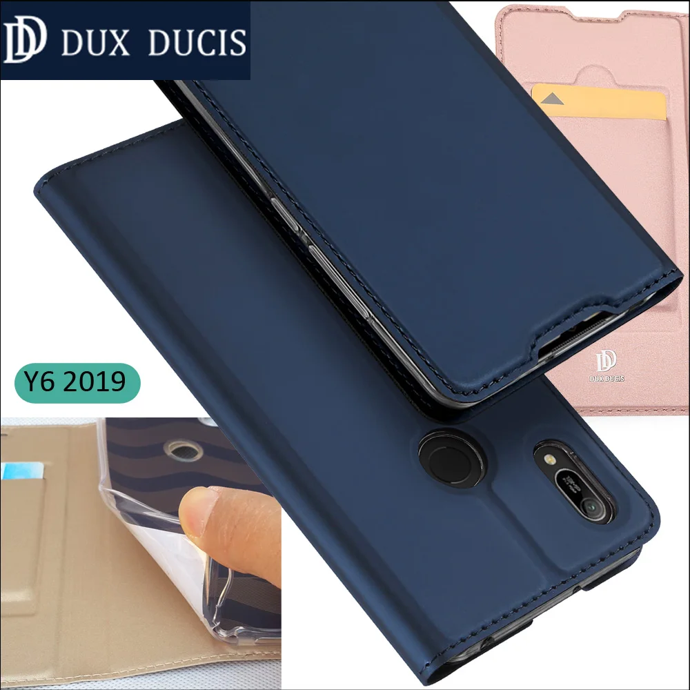 Оригинальный DUX DUCIS чехол для huawei Y6 2019 Книга Флип кожаный бумажник Coque Pro