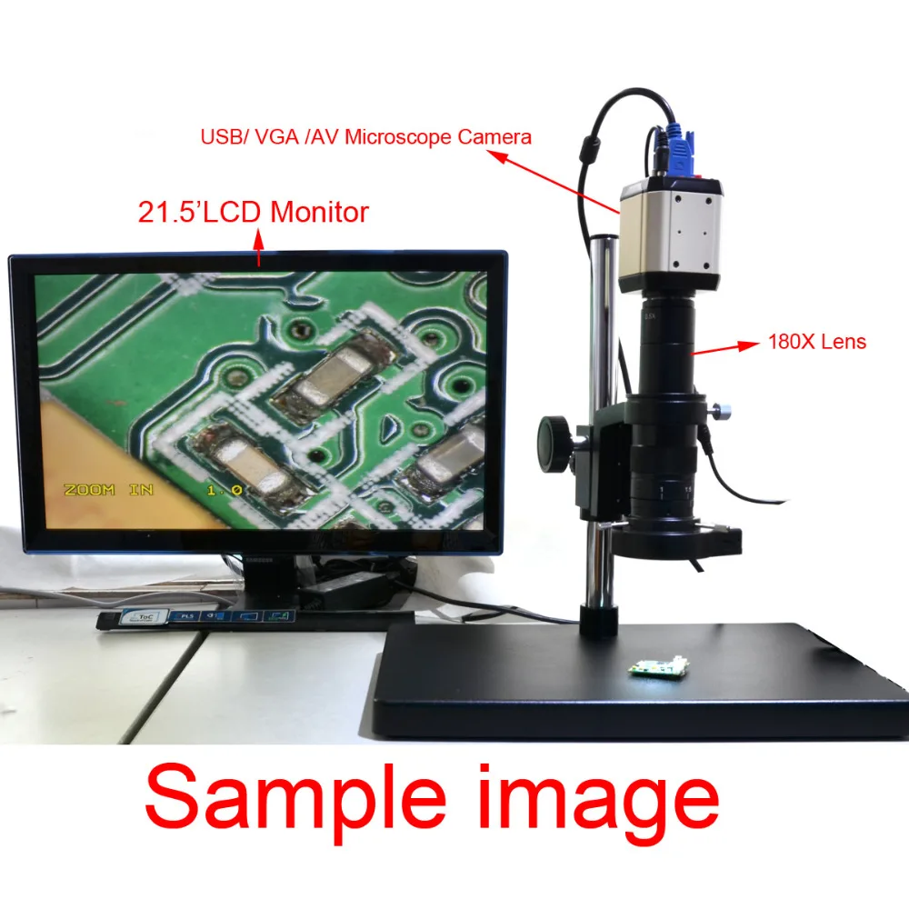 2.0MP HD 3 в 1 цифровой промышленный микроскоп камера Лупа VGA USB AV ТВ Видео выход для PCB