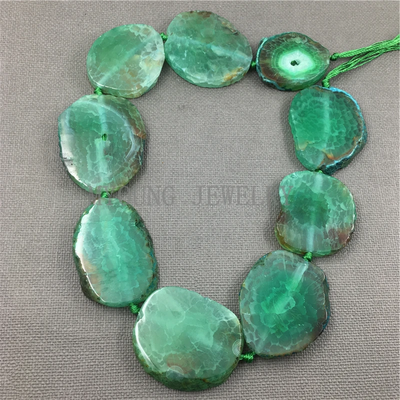 

MY1103 Freeform Green dragon vein agates Slab Slice Loose Beads,Cut Slab Sliced Achate Beads For Jewelry Making 15.5" strand